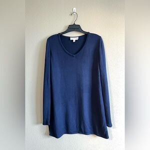 St. John Collection Navy V Neck Knit Sweater